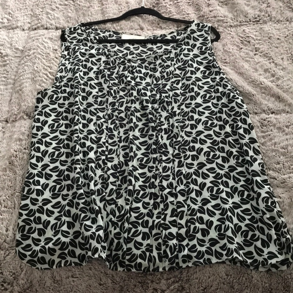 Loft - Mint Green Leaf Pattern Blouse - image 3